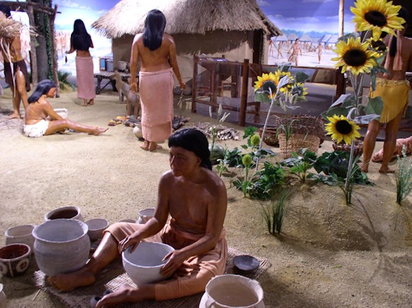 Vanderburgh County Indiana - Angel Mounds Diorama Depicting a Mississippian Settlement